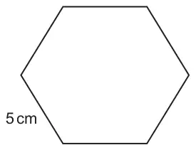 Shape A: a regular hexagon with one side labelled 5 cm