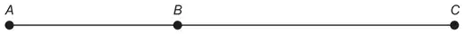 Straight line with points A, B and C marked in order, B nearer to A