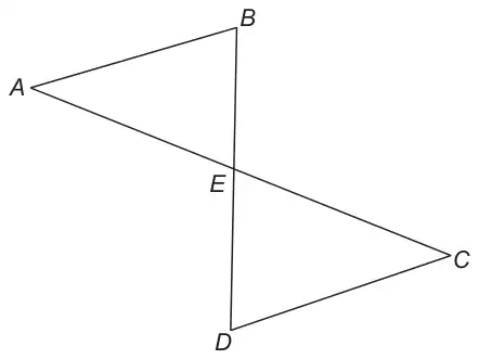 Lines AC and BD crossing at E, with triangles ABE and CDE formed by joining AB and DC