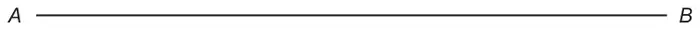 Horizontal line segment AB, A on the left, B on the right