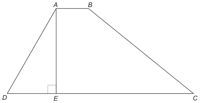Trapezium ABCD with AB parallel to DC; AE perpendicular to DC with E on DC