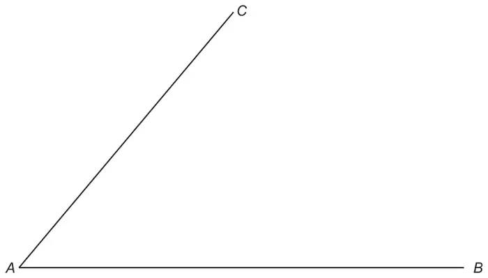 Two straight lines from point A: AB horizontal to the right and AC going up to the right