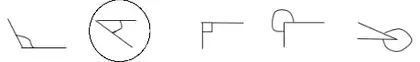 The five angles with the second angle (the acute angle) circled