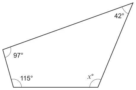 Quadrilateral with angles 42°, 97°, 115° and x°