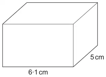 A cuboid with length 6·1 cm and width 5 cm marked