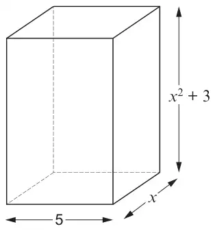 Cuboid with length 5, width x and height x squared plus 3