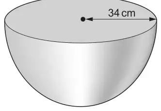 Solid hemisphere with radius 34 cm