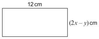 Rectangle with length 12 cm and width (2x − y) cm