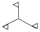 The second shape: three arms each ending in a triangle, all pointing the same way round