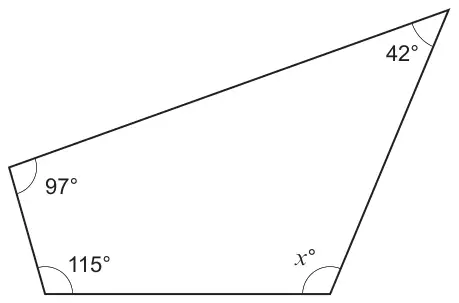 Quadrilateral with angles 42°, 97°, 115° and x°