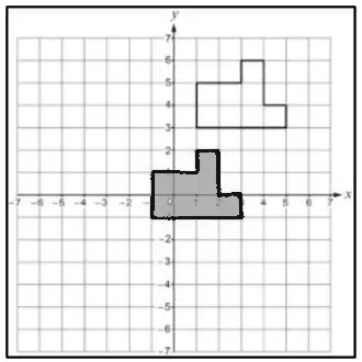 Answer grid: translated shape shaded, with corners at (−1, −1), (3, −1), (3, 0), (2, 0), (2, 2), (1, 2), (1, 1) and (−1, 1)