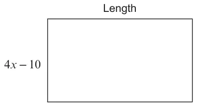Rectangle with width 4x − 10 and side labelled Length