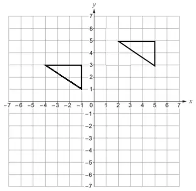 Answer grid: the image triangle with vertices (−4, 3), (−1, 3) and (−1, 1)