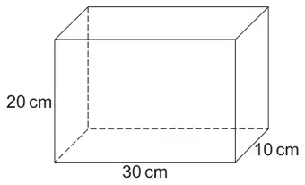Cuboid with edges 20 cm, 30 cm and 10 cm