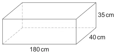 Sketch of a cuboid planter 180 cm long, 40 cm wide and 35 cm high