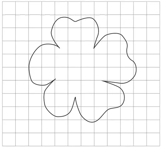 Outline of a flower drawn on a square grid