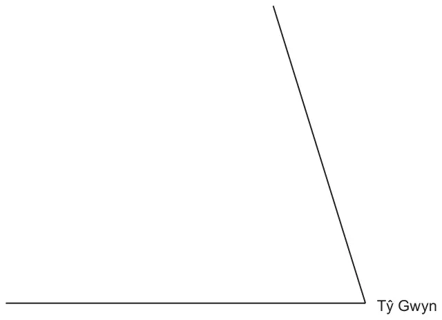 Scale drawing: the two existing pipes meeting at Tŷ Gwyn