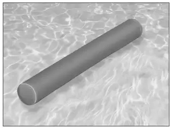 Photo of a long round swimming float in a pool