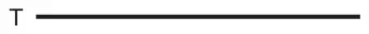 A horizontal line segment with point T at its left-hand end