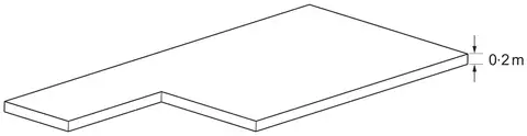 The L-shaped concrete base drawn in 3D, 0.2 m thick