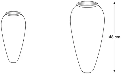 Two mathematically similar vases; the larger vase has height 48 cm
