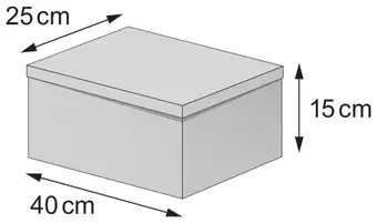 Shoebox, a cuboid 40 cm long, 25 cm wide and 15 cm high