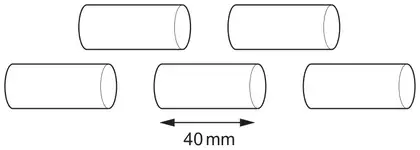 Five identical cylinders, each of length 40 mm