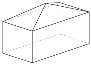 Enclosure: a rectangular-based pyramid sitting on top of a cuboid