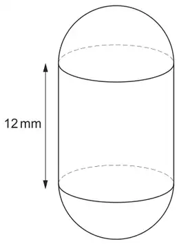 Bullet capsule: a cylinder of length 12 mm with a hemisphere on each end