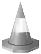 Picture of a traffic cone on an octagonal base