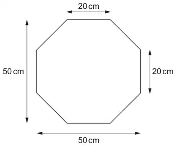Octagon 50 cm wide and 50 cm high; the top edge and the right-hand vertical edge are each 20 cm