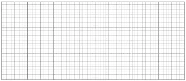 Blank graph paper grid, 7 large squares wide and 3 large squares high