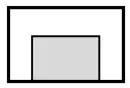 Rectangle with the rectangular opening shaded, to be subtracted