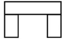 Split into a full-width top piece and two short legs