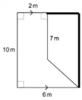 Driveway completed to a 6 by 10 rectangle, with the extra trapezium outlined