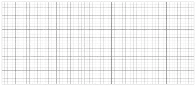 Blank graph paper grid, 7 large squares wide and 3 large squares high