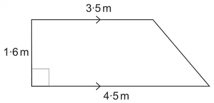 Right-angled trapezium: parallel sides 3·5 m (top) and 4·5 m (bottom), perpendicular height 1·6 m on the left