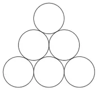 Triangle pattern of balls: rows of 1, 2 and 3 balls