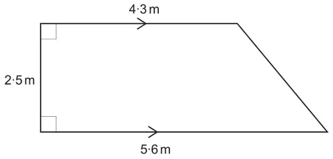 Right-angled trapezium: parallel sides 4·3 m and 5·6 m, perpendicular height 2·5 m