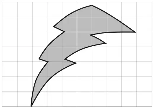 Lightning-bolt shaped logo drawn on a 10 by 7 square grid