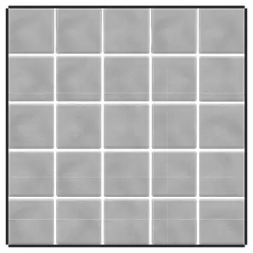 The 5 by 5 tile design with a border drawn around its outside edges