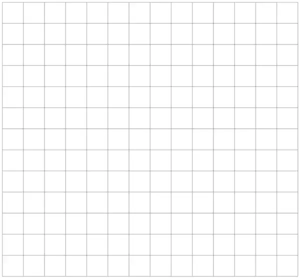 Blank square grid, 14 squares wide and 13 squares high