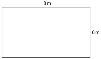 Rectangle 8 m long and 6 m wide