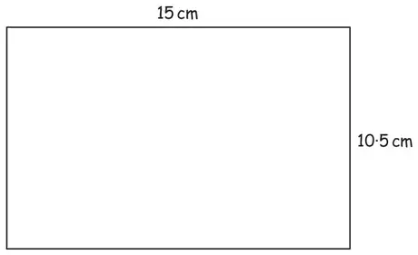 Rectangle with width 15 cm and height 10·5 cm