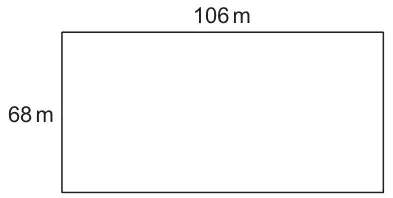 Rectangle with length 106 m and width 68 m