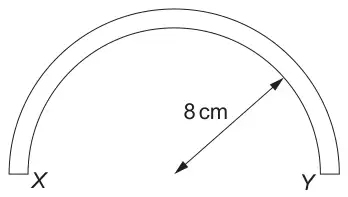 Cross-section of the tile: a semicircular ring with inner arc XY of radius 8 cm