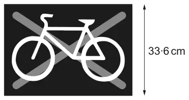 Larger similar no-cycling sign, 33·6 cm high