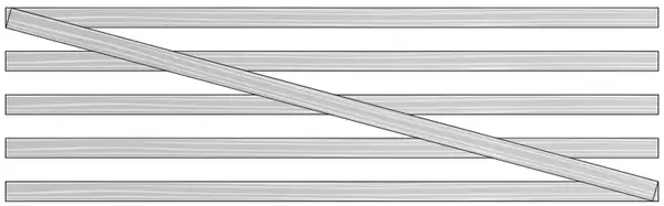 The five horizontal planks with a diagonal plank from the top left corner to the bottom right corner