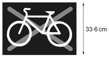 The larger, mathematically similar no-cycling sign, 33·6 cm high