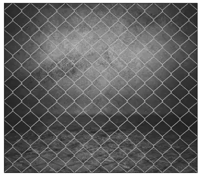 Photograph of the wire window guard: a mesh of small wire squares standing on their corners